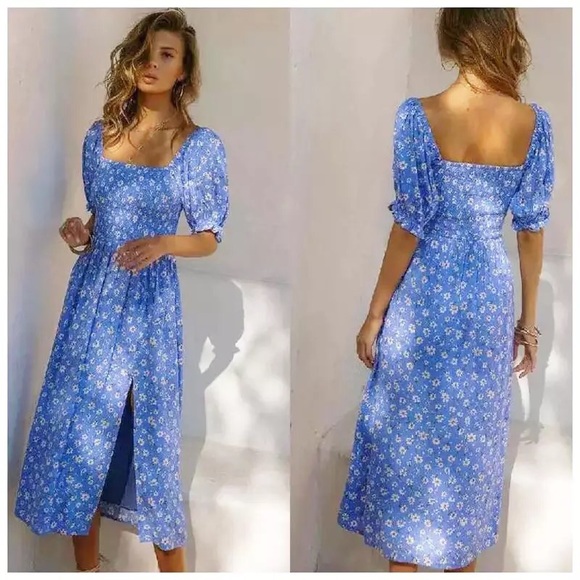 Off-Shoulder Floral Midi Dress - Picture 3 of 15